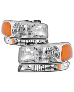 xTune GMC Sierra 99-06 /Yukon 00-06 Crystal Headlights & Bumper Lights - Chrome HD-JH-GS99-AM-SET-C - 9037481