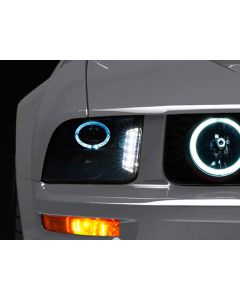 Raxiom 05-09 Ford Mustang w/ Halogen LED Halo Prjctr Headlights-Blk Hsng(Smoked Lens Exclude GT500) - 49128