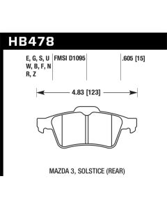 Hawk 13-14 Ford Focus ST / Mazda/ Volvo DTC-70 Race Rear Brake Pads - HB478U.605