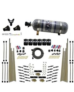 Nitrous Express 8 Cyl Dry Direct Port Three Stage 6 Solenoids Nitrous Kit (200-600HP) w/Comp Bottle - 93206-12