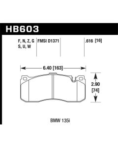 Hawk 08-13 BMW 135i 3.0L Base Front ER-1 Brake Pads - HB603D.616
