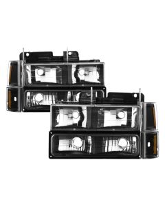 xTune GMC C/K Series 94-98 Headlights w/ Corner and Parking Lights - Black HD-JH-GCK94-BK-SET - 9037405