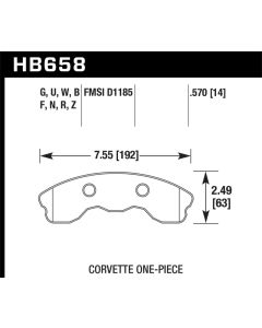 Hawk 06-13 Chevrolet Corvette Z06 DTC-30 Race Front Brake Pads (One Piece) - HB658W.570