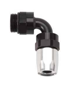 Russell Performance Swivel Hose End Assy #10 AN Male SAE Port to #8 Hose 90 Deg Clr/Blk Anodized - 612433