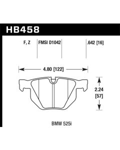 Hawk 07-08 BMW X5 3.0si / 09-13 X5 Xdrive / 10-13 X6 Xdrive Perf Ceramic Rear Street Brake Pads - HB458Z.642