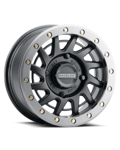 Raceline A12BG Squad 15x7in/4x137 BP/38mm Offset/110.18mm Bore - BLK & Gunmetal Ring Beadlock Wheel - A12BG-57037+38