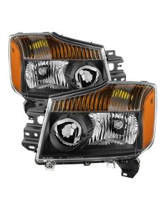 xTune Nissan Titan 04-15 (08-15 OE Style ) OEM Head Lights set - Black HD-JH-NTI08-AM-BK - 9033025