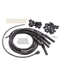 Edelbrock Spark Plug Wire Set Universal Flex Boots 500 Ohm Resistance 8 65mm Black Wire (Set of 9) - 22700