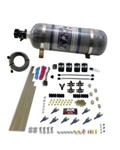 Nitrous Express 8 Cyl Piranha Direct Port 4 Solenoids Nitrous Kit (200-500HP) w/12lb Bottle - 80001-12