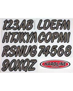Hardline Boat Lettering Registration Kit 3 in. - 400 Titan Grey/Black - TIBKG400