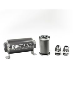 DeatschWerks Stainless Steel 10AN 5 Micron Universal Inline Fuel Filter Housing Kit (110mm) - 8-03-110-005K-10