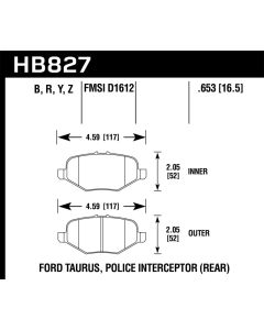 Hawk 13-16 Ford Taurus SHO HPS 5.0 Rear Brake Pads - HB827B.653