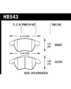 Hawk 06-11 Audi A3 2.0L Base Front ER-1 Brake Pads - HB543D.760