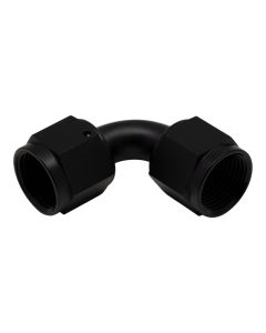 DeatschWerks 8AN Flare Female Swivel 90-Degree to 8AN Flare Female Swivel - Anodized Matte Black - 6-02-0216-B