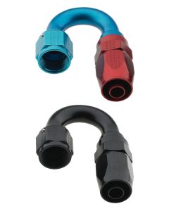 Fragola -10AN Male Rad Fitting x 180 Degree Pro-Flow Hose End - Black - 231810-BLRAD