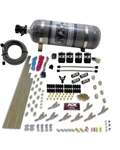 Nitrous Express STD Nozzle Nitrous Kit (200-500HP) Gas w//Dist Block & 4 Solenoids w/15lb Bottle - 80018-12