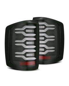 AlphaRex 14-18 Chevrolet Silverado Luxx-Series LED Tail Lights Black w/Activ Light/Seq Signal - 620030