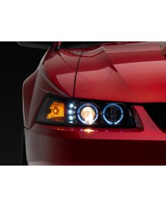 Raxiom 99-04 Ford Mustang Dual LED Halo Projector Headlights- Black Housing (Clear Lens) - 101684