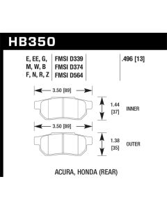 Hawk Honda/Acura ER-1 Endurance Racing Rear Brake Pads - HB350D.496