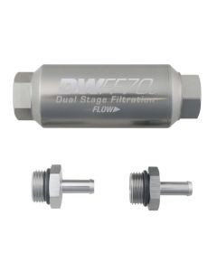 DeatschWerks 5/16in 10 Micron 70mm Compact In-Line Fuel Filter Kit - 8-03-70C-010K-516