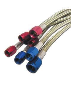 Nitrous Express 3AN 18in SS Braided Hose - Red - 10019