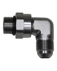 DeatschWerks 8AN ORB Male Swivel to 8AN Male Flare 90-Degree Fitting - Anodized DW Titanium - 6-02-0411