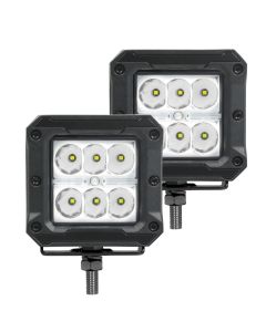 Go Rhino Xplor Bright Series Cube LED Spot Light Kit (Surface/Threaded Stud Mount) 3x3 - Blk (Pair) - 751803023SCS