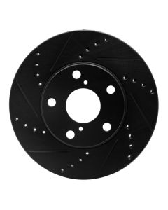 R1 01-05 Toyota RAV4 Front Left Drilled & Slotted Black Brake Rotor - 633-76125L
