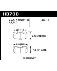 Hawk 06-07 Subaru Impreza WRX Front ER-1 Brake Pads - HB700D.562