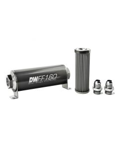 DeatschWerks Stainless Steel 10AN 40 Micron Universal Inline Fuel Filter Housing Kit (160mm) - 8-03-160-040K-10