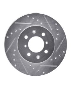 R1 11-15 Mazda 2 (USA/Canada) Front Right Drilled & Slotted Silver Brake Rotor - 631-80050R