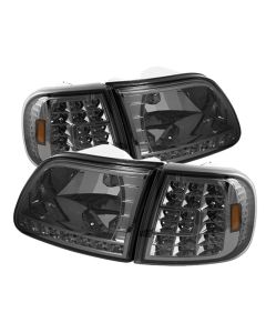 xTune Ford F150 97-03 Crystal Headlights w/ Clear LED Corners Smoke HD-ON-FF15097-LED-SET-SM - 5014801