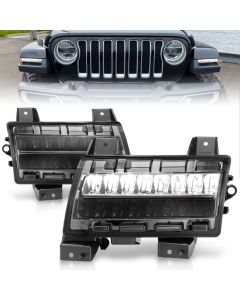 ANZO 2018-2021 Jeep Wrangler LED Side Markers Chrome Housing Smoke Lens w/ Seq. Signal Sport Bulb - 511085