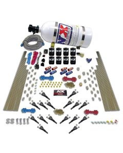 Nitrous Express Shark Dual Stage/Gas 16 Nozzles 8 Solenoids Nitrous Kit (200-1200HP) w/10lb Bottle - 90008-10