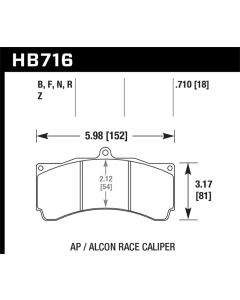 Hawk HPS Brake Pads w/ 0.710 Thickness - AP Racing Alcon - HB716F.710