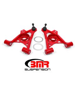 BMR 94-04 Mustang Lower Non-Adj. A-Arms (Poly) w/ Tall Ball Joint / Spring Pocket - Red - AA043R