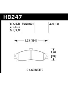 Hawk 97-12 Corvette/01-04 Z06/05-09 Z51/05-06 Pontiac GTO Blue 9012 Race Front Brake Pads - HB247E.575