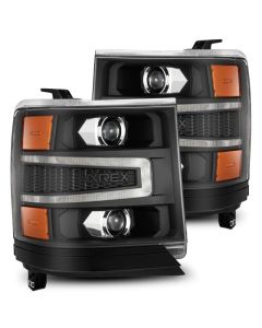 AlphaRex 16-18 Chevy 1500HD LUXX LED Proj Headlights BK w/Seq Actvn Light / SeqSig (Req PN 810023) - 880234