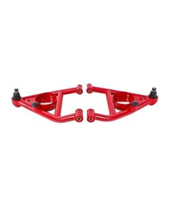 BMR 67-69 F-Body A-arms Lower, DOM Non-adjustable Polyurethane Bushings Front Bump Stops Red - AA006R