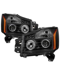 xTune Nissan Titan 04-14 Projector Headlights LED Halo Black PRO-JH-NTI04-LED-BK - 5077103
