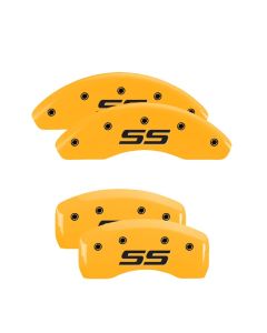 MGP 4 Caliper Covers Engraved Front & Rear Monte Carlo SS Yellow Finish Black Char 2002 Chevy Impala - 14050SSS4YL