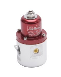Edelbrock Fuel Pressure Regulator Carbureted 160 GPH 5-10 PSI 3/8In In/Out 3/8In Return Red/Clear - 174131