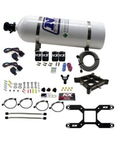 Nitrous Express 4150 Dual Stage Billet Crossbar Nitrous Kit (50-300 & 100-500HP) w/15lb Bottle - 66042-15