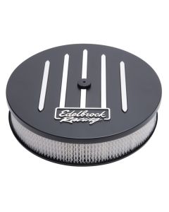 Edelbrock Air Cleaner Racing Series Round Aluminum Top Cloth Element 14In Dia X 3 125In Dropped Base - 41663