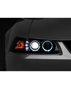 Raxiom 99-04 Ford Mustang Dual LED Halo Projector Headlights- Black Housing (Smoked Lens) - 49113