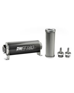DeatschWerks Stainless Steel 5/16in 10 Micron Universal Inline Fuel Filter Housing Kit (160mm) - 8-03-160-010K-516