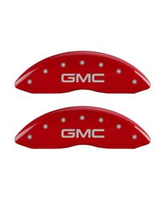 MGP Front set 2 Caliper Covers Engraved Front GMC Red finish silver ch - 34207FGMCRD