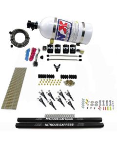Nitrous Express Pro-Shk/Gas 4 Solenoids Nitrous Kit (200-600HP) w/Rails and 10lb Bottle - 91006-10