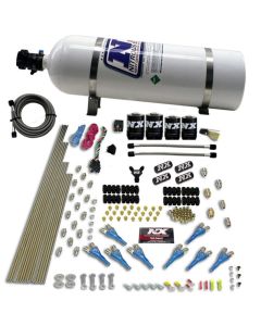 Nitrous Express 8 Cyl Shark Direct Port 4 Solenoids Nitrous Kit (200-600HP) w/15lb Bottle - 90506-15