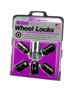 McGard Wheel Lock Nut Set - 5pk. (Cone Seat) 1/2-20 / 3/4 &13/16 Dual Hex / 1.46in. Length - Black - 24548